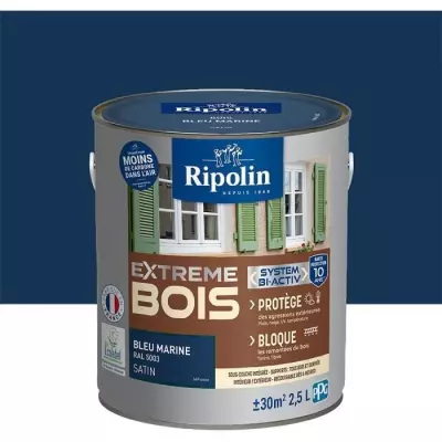 Peinture bois intérieur/extérieur RIPOLIN Bleu marine Ral 5003 - 2,5L