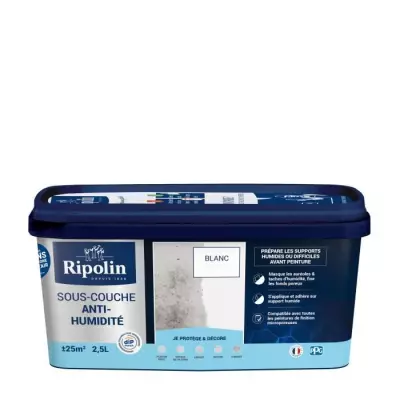 Sous-couche anti-humidité mat blanc 2,5L Ripolin - Made in France