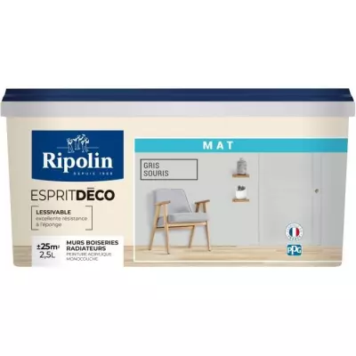 Peinture RIPOLIN ESPRIT DECO GRIS SOURIS MAT 2.5L