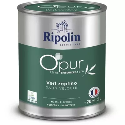 Peinture O'PUR RIPOLIN Vert zapfino - Satin velouté - 2 L