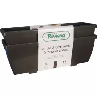 Ensemble de 2 jardinieres Riviera Eva - 57 cm - Gris