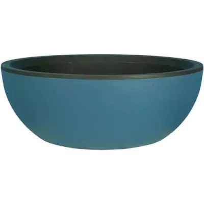 Bac à fleurs rond Riviera Coupe Granit - Diamètre 40 cm - Bleu