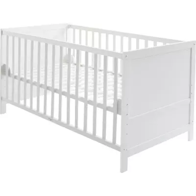 Lit Bébé Évolutif 70x140 Blanc - 3 Barreaux Amovibles