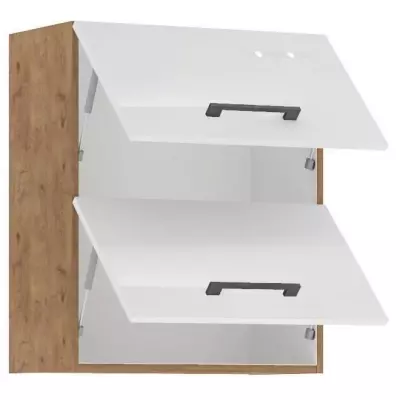 Meuble haut ROCK - Chene Lancelot/Blanc brillant - 60 cm