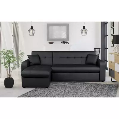 Canapé d'angle convertible noir - Contemporain - Eco-friendly
