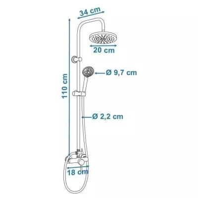 Ensemble douche ROUSSEAU Timaru - Design chrome avec tete orientable