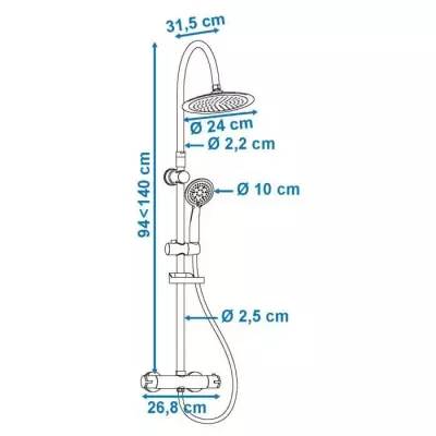 Colonne de douche ROUSSEAU Suhali 2 - Design compact et thermostatique