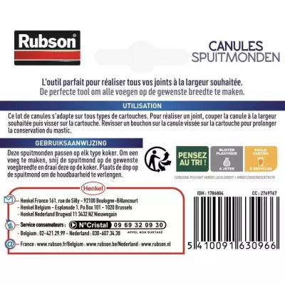Lot de 5 cartouches de mastic d'étanchéité Rubson Easy Service Canules