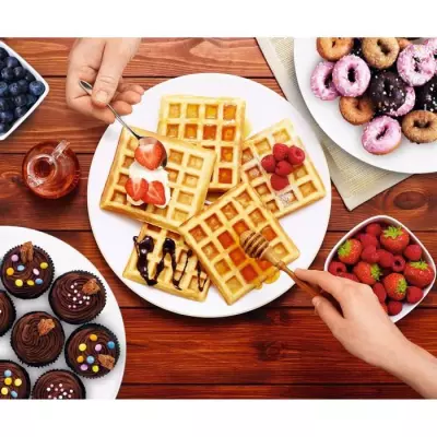 Gaufrier Fiesta 3en1: Plaque Gaufre Cupcake et Donut