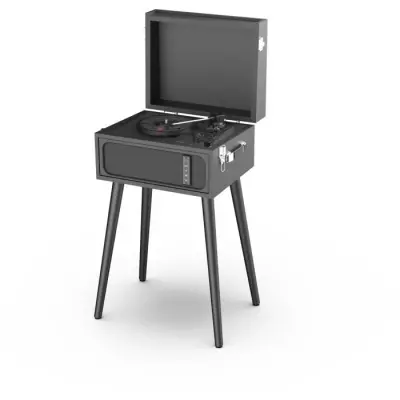 Platine Vinyle sur pieds RYGHT ALTO - Noir avec enceinte bluetooth - Compact