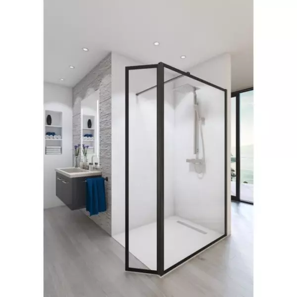 AURYS Paroi de douche en kit BALEARES ATELIER N°4 - Verre Timeless 8 mm trempé by Saint-Gobain - L.120 cm x H.198 cm