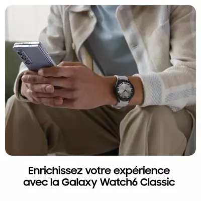 Montre Samsung Galaxy Watch6 Classic 43mm Argent 4G - Connectée & Intelligente