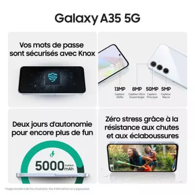 Samsung Galaxy A35 128 Go 5G Bleu - Plus responsable et réparable