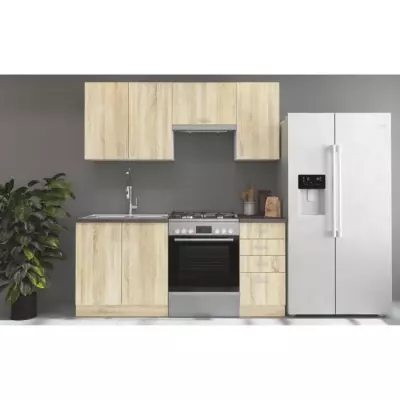 SARA Cuisine modulable - 5 éléments - Chene Sonoma - 180 cm