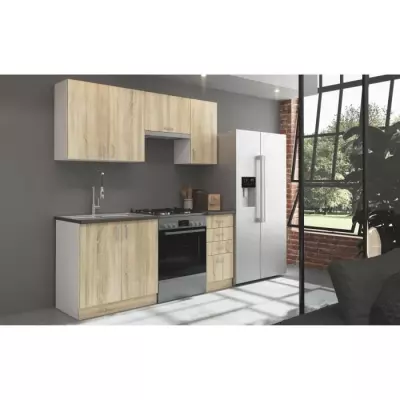 SARA Cuisine modulable - 5 éléments - Chene Sonoma - 180 cm