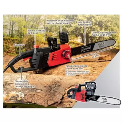Tronçonneuse électrique filaire SCHEPPACH 45,5 cm - 2700 W - Puissante et performante