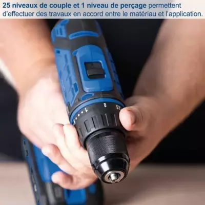 Coffret perceuse visseuse sans fil 50Nm + 74 accessoires - SCHEPPACH 20V