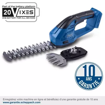 Coupes-bordures/taille-haies sans fil SCHEPPACH 20V IXES - lame acier trempé