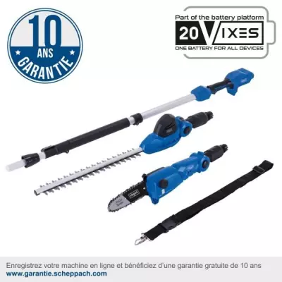 Ensemble Elagueuse + Taille-haies sans fil SCHEPPACH 20V - Pratique et polyvalent