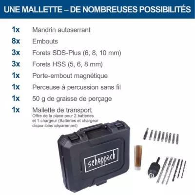 Perforateur sans fil SCHEPPACH 20V - Compact et Puissant