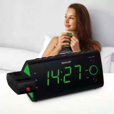 Radio-réveil - SENCOR - SRC 330 GN - Ecran LED 1,2? vert - Tuner FM - Projection heure - Noir