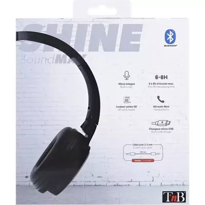 Casque 4 en 1 - T'nb - Shine 3 - Sans fil/filaire/lecteur de cartes SD/FM - Bluetooth - Autonomie 8h - Noir