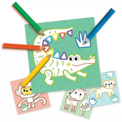 Kit 3 en 1 Peinture au doigt SES CREATIVE - Jeu de coloriage et formes autocollantes
