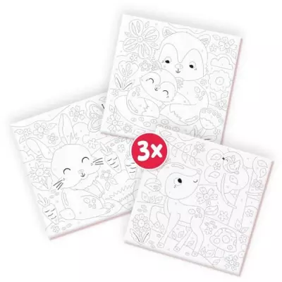 Peinture au numéro sur toile - Kit 3 animaux de la forêt - SES CREATIVE
