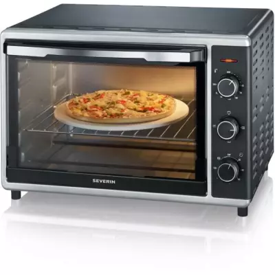 Mini Four SEVERIN TO2058 42 L: Pierre à Pizza et Tournebroche • 1 800 W • Minuteur 120 min • Noir • Compact