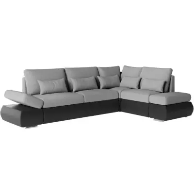 Canapé d'angle SEVARA 4 places Gris convertible et réversible - FSC® certifié