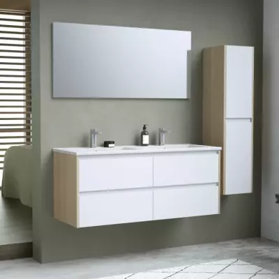 Ensemble salle de bain 120, vanité+vasque+miroir & colonne