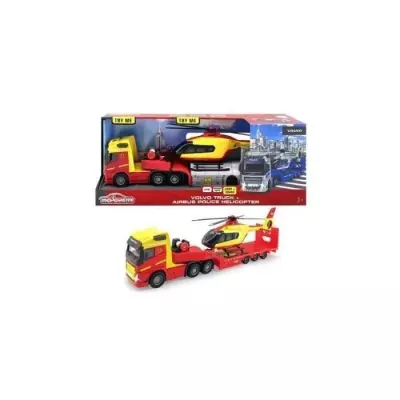 Camion avec Hélicoptère Police Majorette 35 cm - Blanc - Jouet Miniature