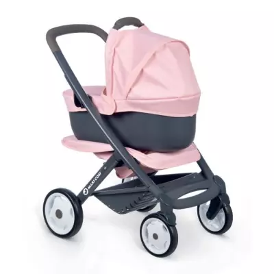 Poussette + Landau 3 en 1 pour Poupons et Poupées - Roues Silencieuses et Multidirectionnelles
