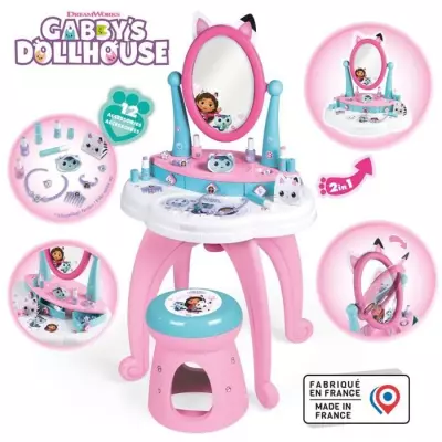 Coiffeuse enfant 2 en 1 avec tabouret et accessoires