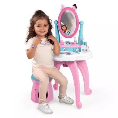Coiffeuse enfant 2 en 1 avec tabouret et accessoires