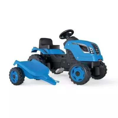 Tracteur à pédales Farmer XL + Remorque - Bleu - SMOBY - Siège ajustable