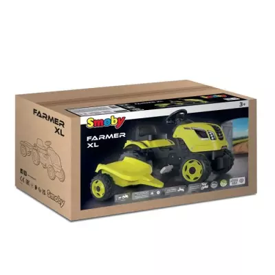 Tracteur à pédales Smoby Farmer XL + Remorque - Vert | Spacieux et robuste