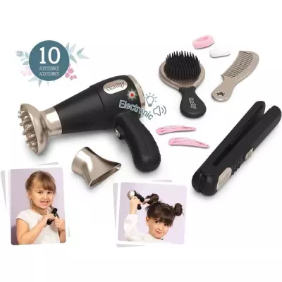 Ensemble de Coiffure Enfant Smoby - Lisseur et Sèche-Cheveux Factices