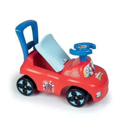 Porteur auto Spidey avec coffre à jouets et butées anti-bascule