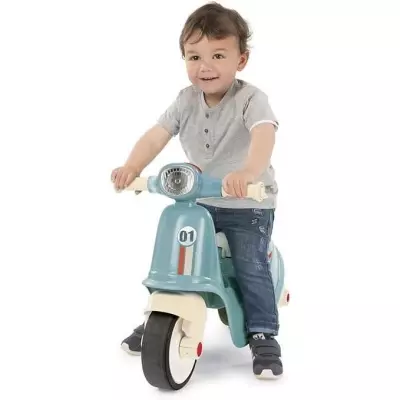 Porteur Scooter Smoby Bleu - Made in France - Pour Bébé de 18 mois
