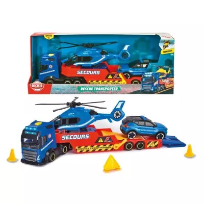Camion Porteur 40cm + Hélicoptère + Véhicule de Gendarmerie - Dickie / Dimensions: 9x43x18 cm