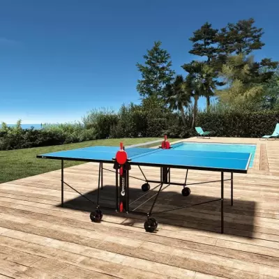 Table Ping Pong Compacte Bleue et Noire - Idéale pour l'Extérieur!