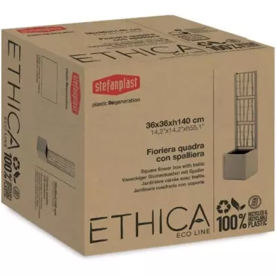 Bac à fleur ETHICA Taupe - Carré avec treillis - 38 L - STEFANPLAST