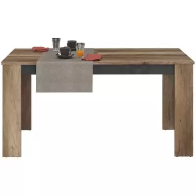 Table à manger extensible STEIN - Chêne et Steam Black - 6 pers