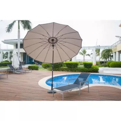 Parasol droit Shanghai inclinable 3m - Aluminium & polyester - Taupe