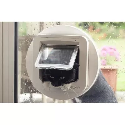 CHATIÈRE POUR CHAT : SUREFLAP à puce électronique - Blanc - 142 mm x 120 mm