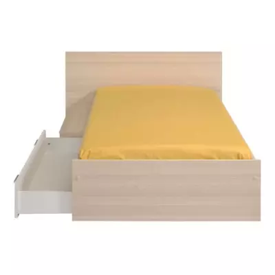 Lit enfant 90x190 acacia et blanc - Made in France - CHARLEMAGNE