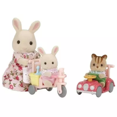Ensemble SYLVANIAN FAMILIES - Tricycle & Mini Voiture Bébés - Jaune