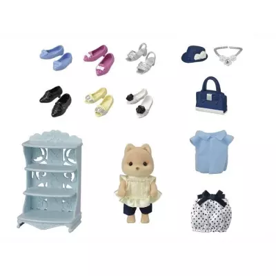 Figurine miniatures SYLVANIAN FAMILIES - Valisette de Mode et Grande Soeur Chien caramel