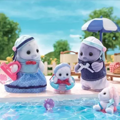 Figurine Miniature: Famille Phoque pour des aventures de plage - SYLVANIAN FAMILIES